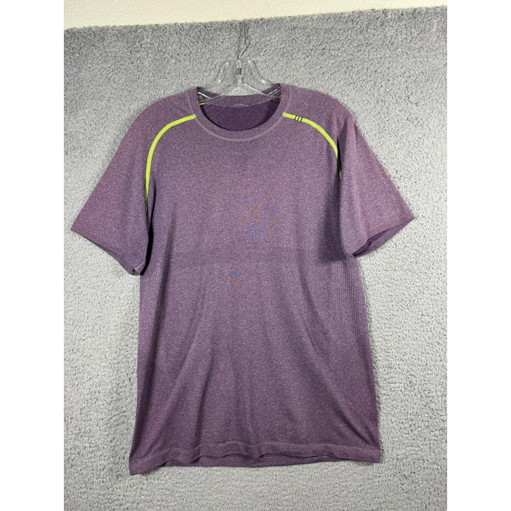 Lululemon Mens Metal Vent Tech Short Sleeve Shirt Purple Lime Green Size M